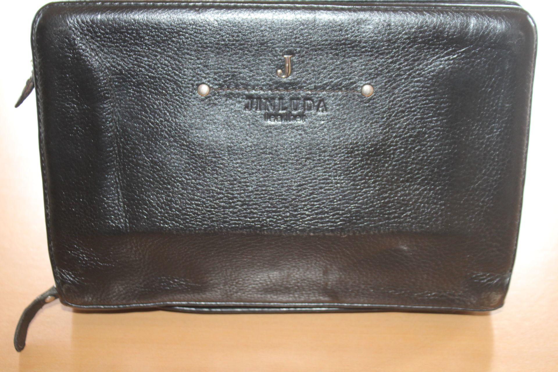 Pochette Organiseur en Cuir Véritable Noir - Jinluda