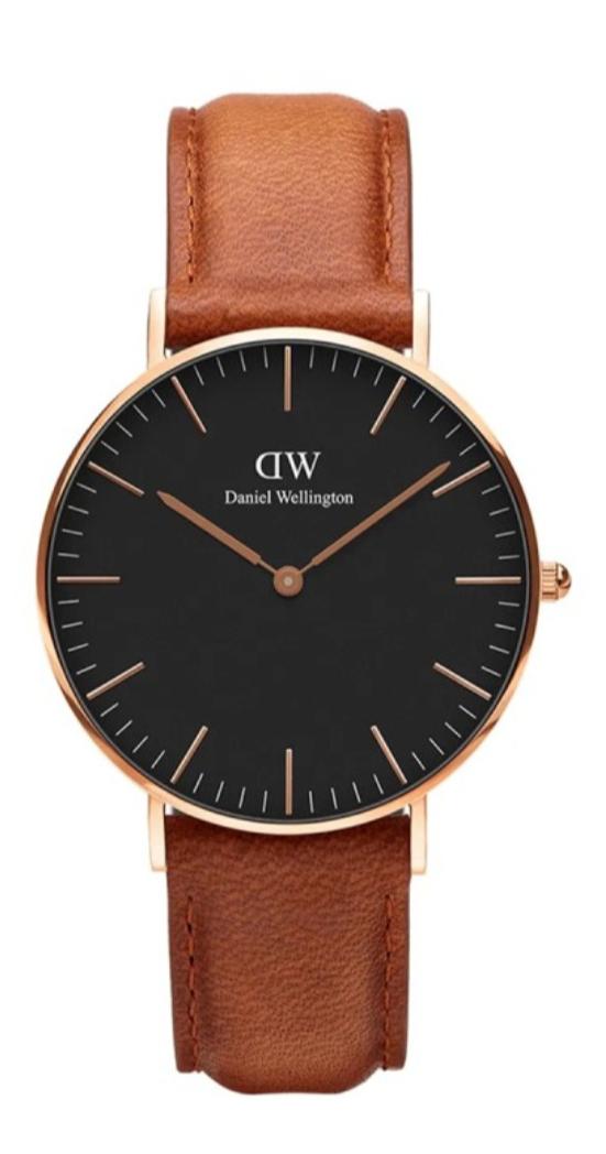 Montre Daniel Wellington Classic Black – Boîtier Or Rose & Bracelet Cuir Brun